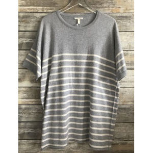 New Eileen Fisher | Gray + Ivory Striped Knit Top